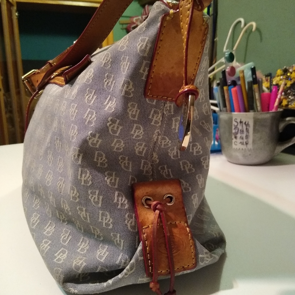 Dooney Bourke brown leather gray logo Shoulder bag - Picture 9 of 12